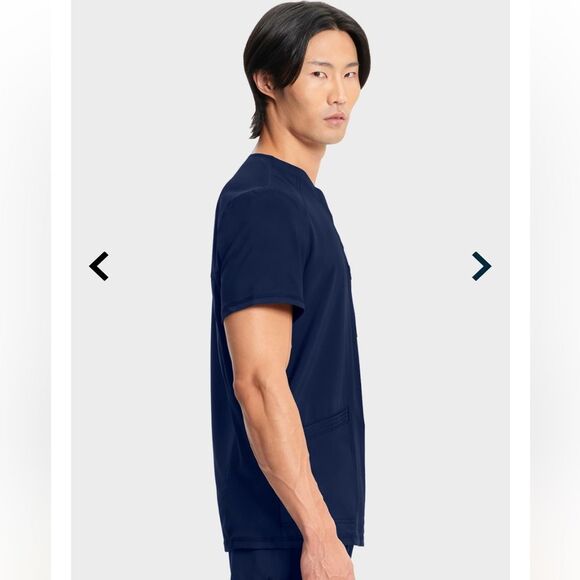 Infinity S Navy Men's V-Neck Modern Fit Scrub Top - Picture 5 of 6
